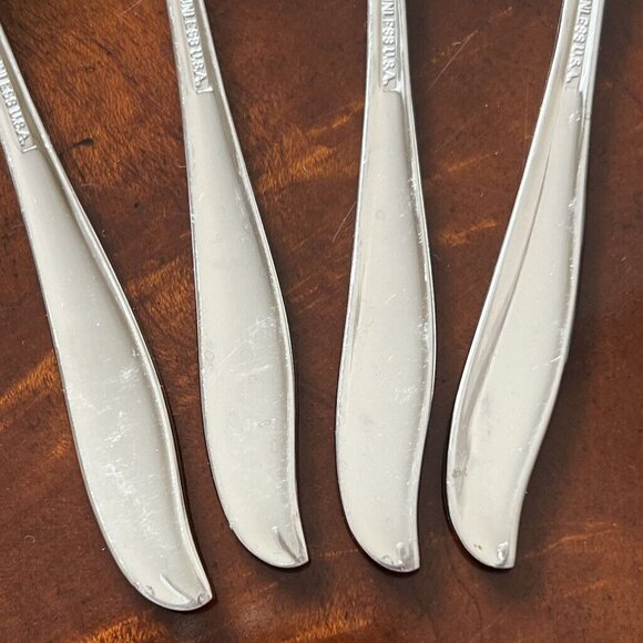 4 Vintage Insico Spoons Stainless Flatware Woodlore Interntional Silver - Picture 5 of 7